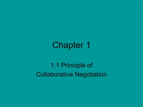 1.1 Principle of Collaborate Negotiation