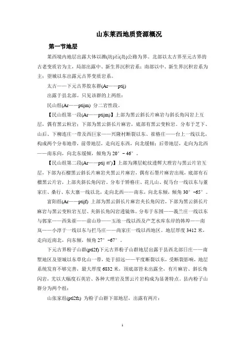 山东莱西地质资源概况