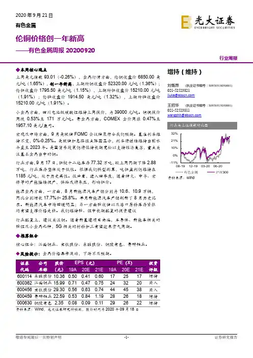 有色金属周报：伦铜价格创一年新高