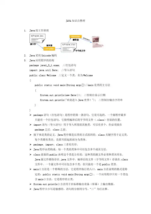 JAVA期末复习知识点整理(word文档物超所值)