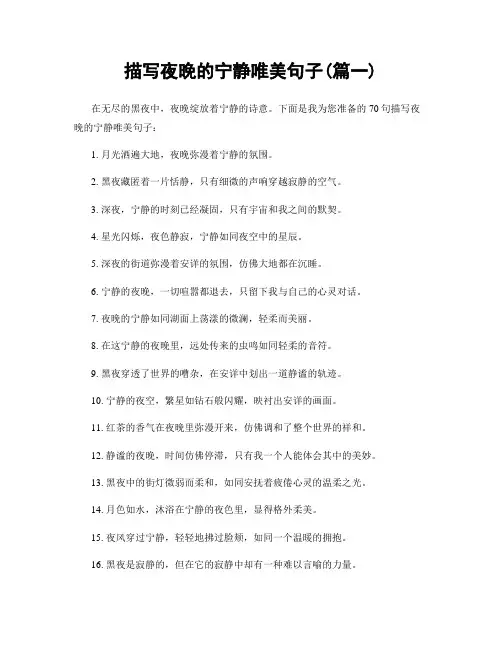 描写夜晚的宁静唯美句子(精选两篇)