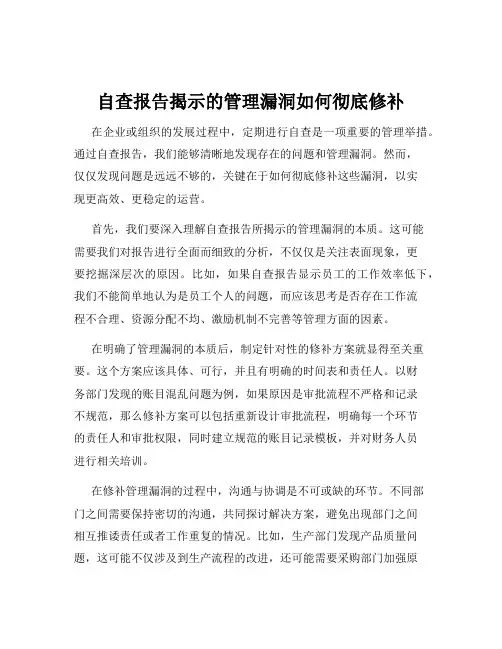 自查报告揭示的管理漏洞如何彻底修补