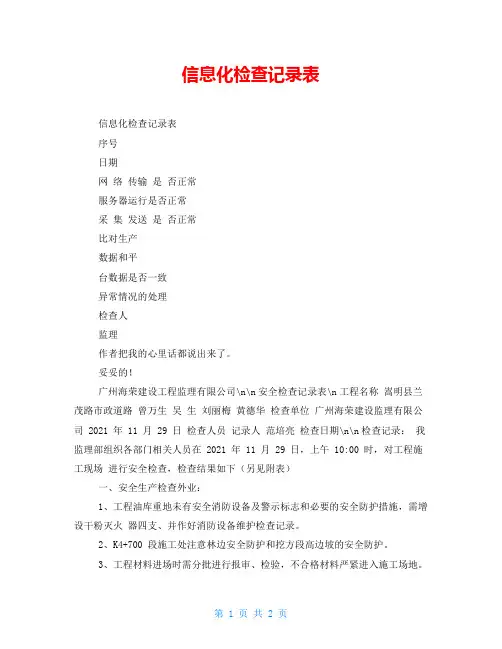 信息化检查记录表