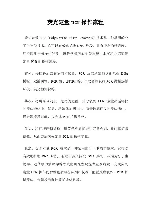 荧光定量pcr操作流程