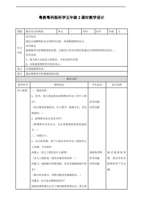 《根对水分的吸收》教案