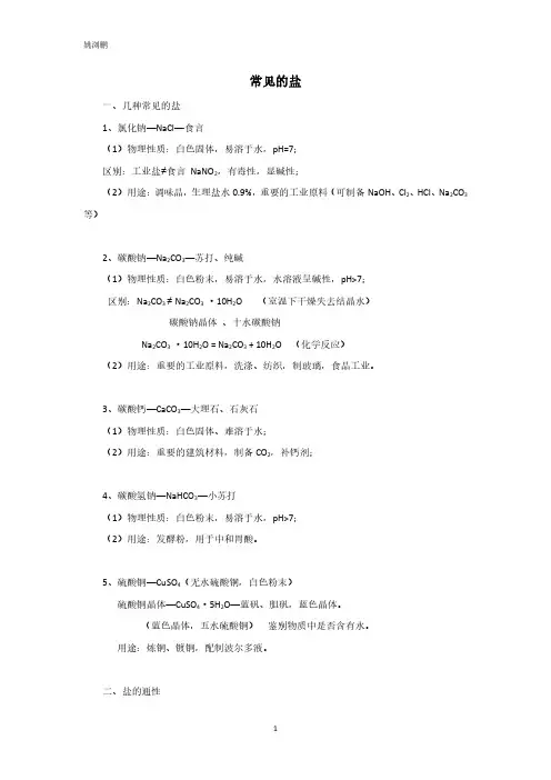 常见的盐