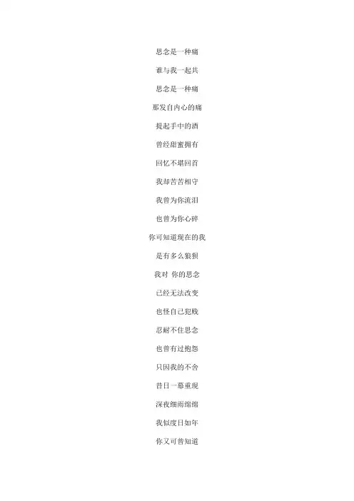 思念是一种痛文本歌词