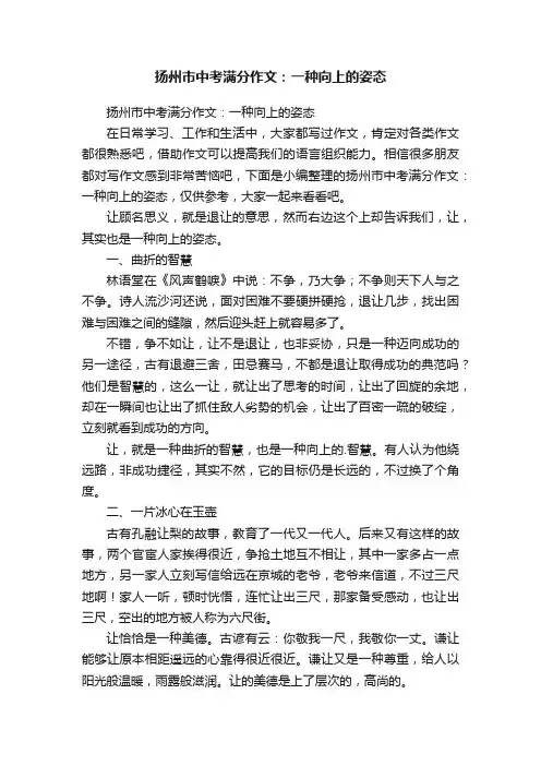 扬州市中考满分作文：一种向上的姿态