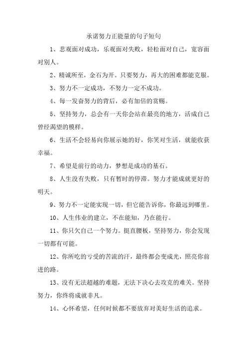 承诺努力正能量的句子短句