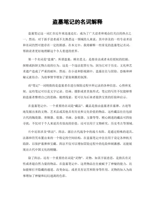 盗墓笔记的名词解释
