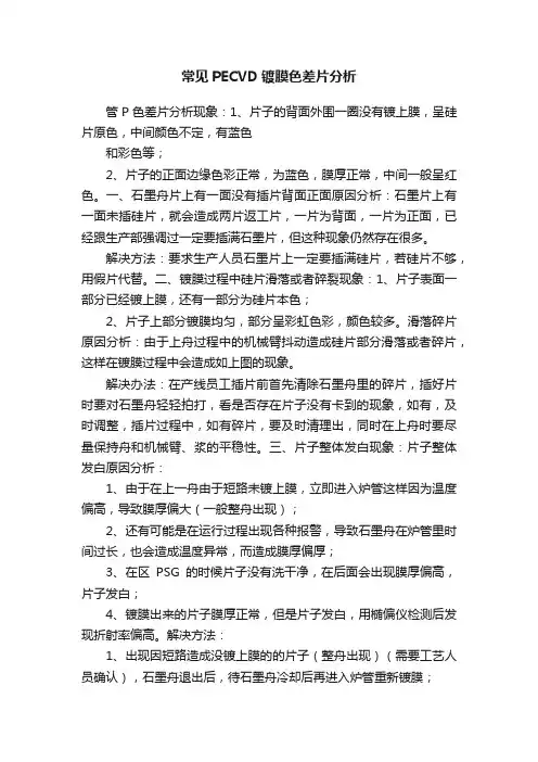 常见PECVD镀膜色差片分析