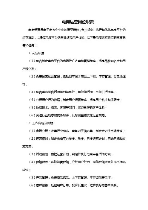 电商运营岗位职责
