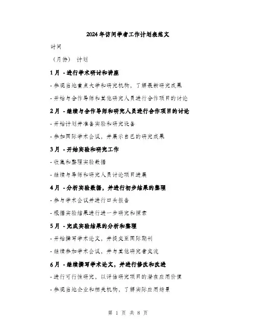 2024年访问学者工作计划表范文(三篇)