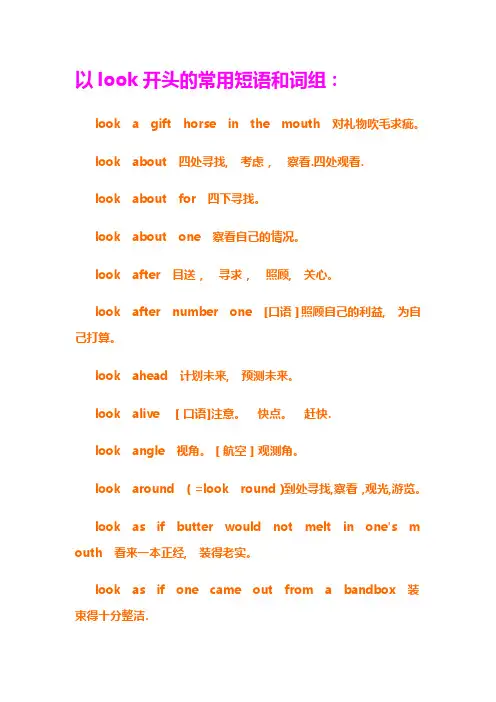 以look开头的常用短语和词组