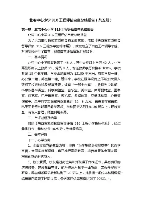 北屯中心小学316工程评估自查总结报告（共五则）