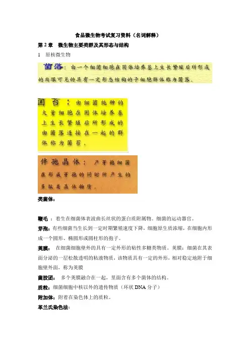 食品微生物考试复习资料(名词解释)