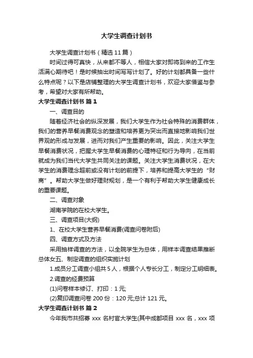 大学生调查计划书