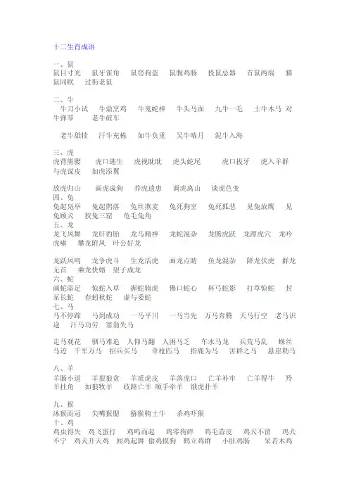 十二生肖成语