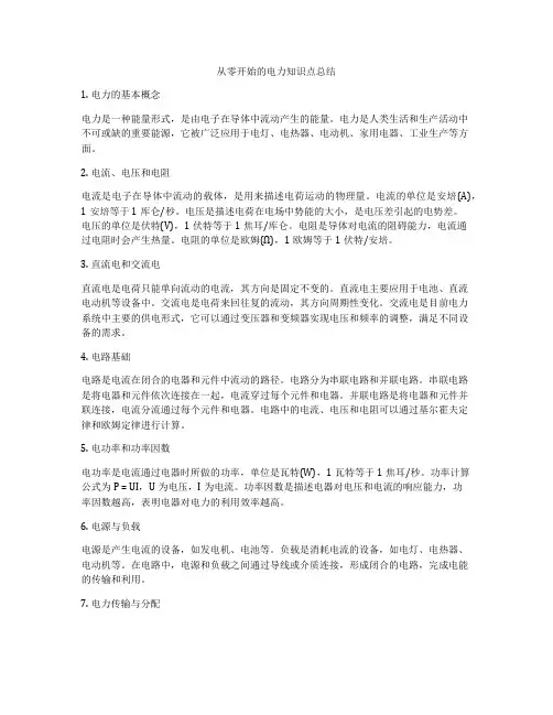 从零开始的电力知识点总结