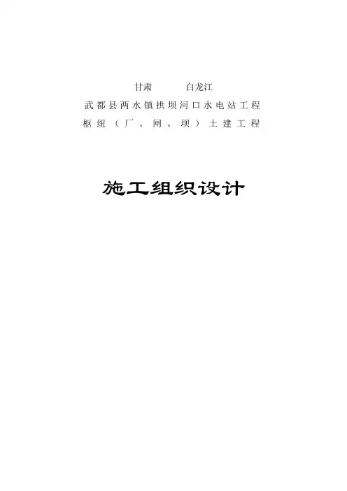白龙江拱坝河口水电站工程枢纽(厂、闸、坝)土建工程施工组织设计