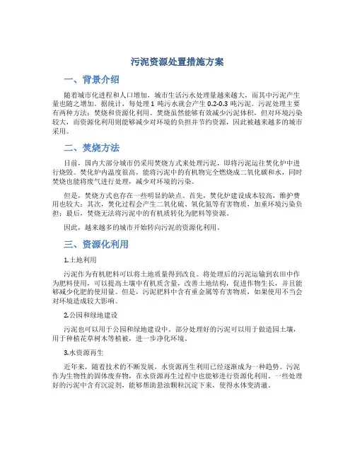 污泥资源处置措施方案