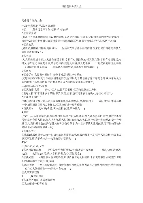 写作题目分类大全