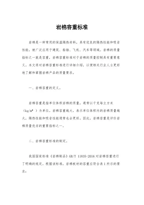 岩棉容重标准