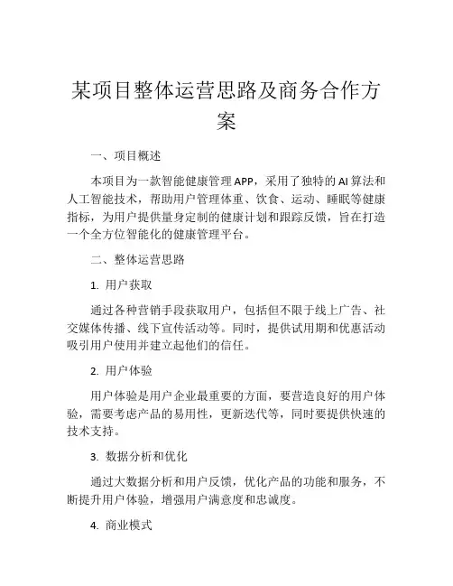 某项目整体运营思路及商务合作方案