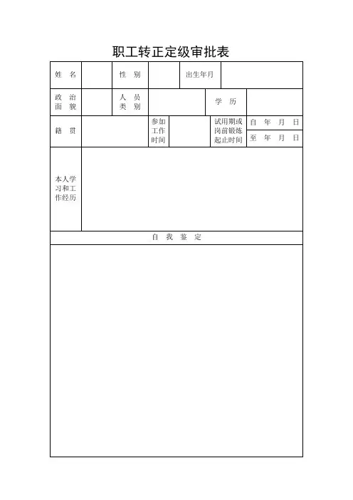 职工转正定级审批表