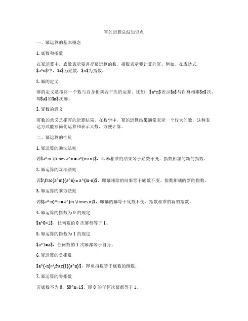 幂的运算总结知识点