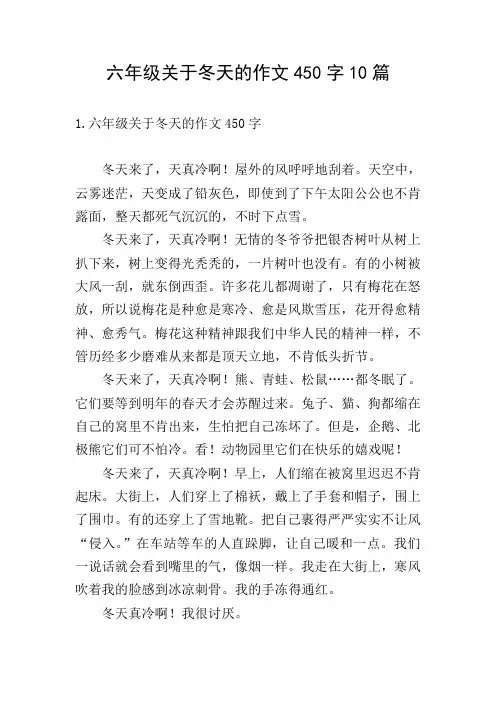 六年级关于冬天的作文450字10篇