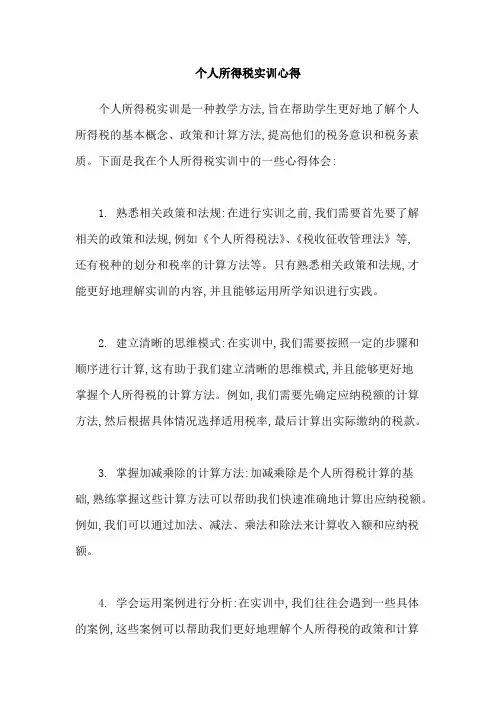 个人所得税实训心得