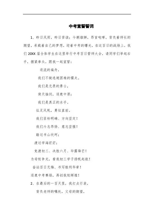 中考宣誓词简短激昂100字