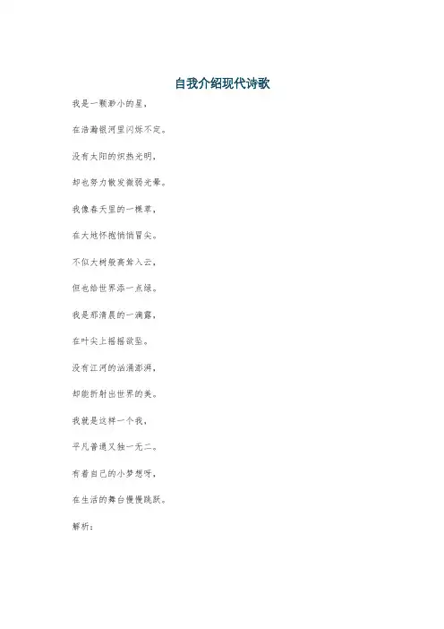 自我介绍现代诗歌