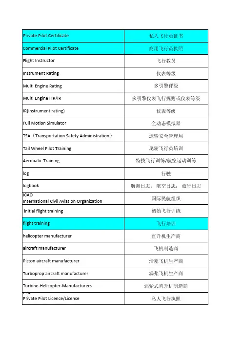 飞行专业术语(中英对照)
