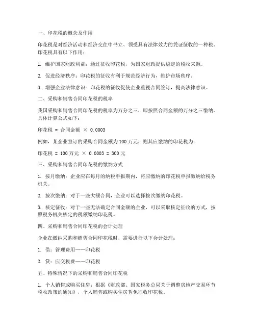 采购和销售合同印花税