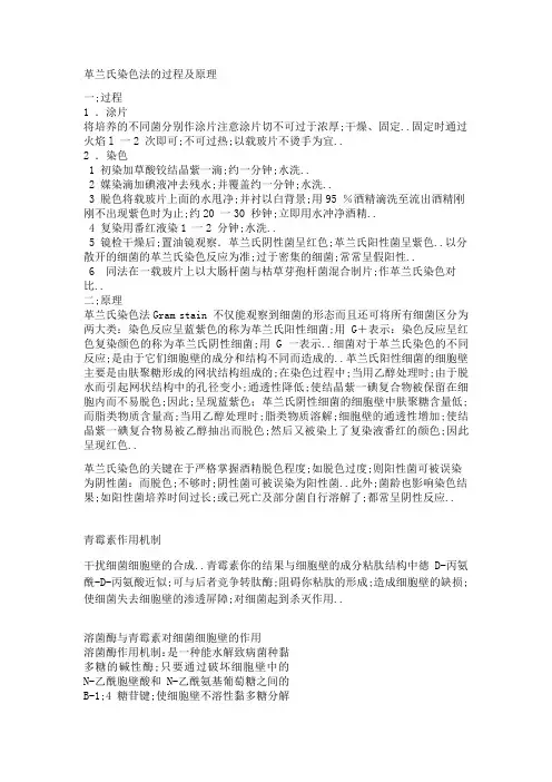 革兰氏染色法的过程及原理