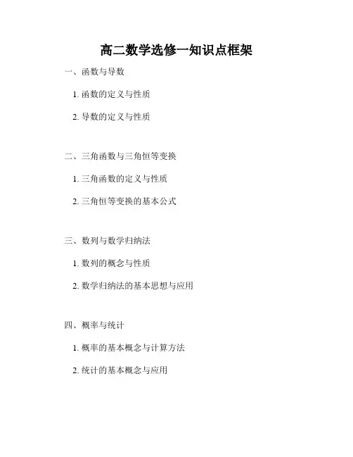 高二数学选修一知识点框架