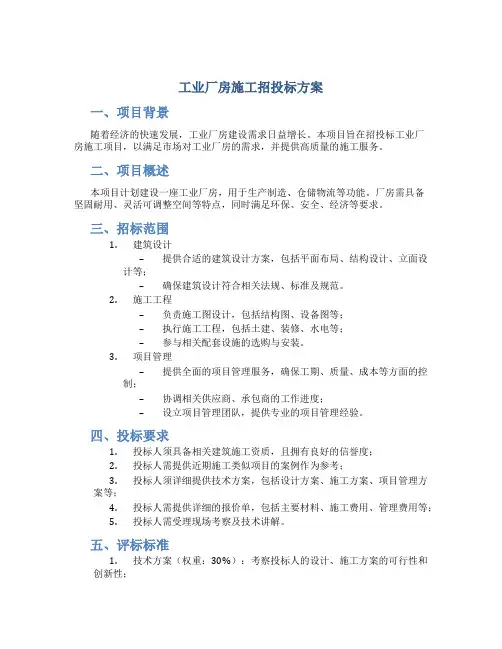 工业厂房施工招投标方案