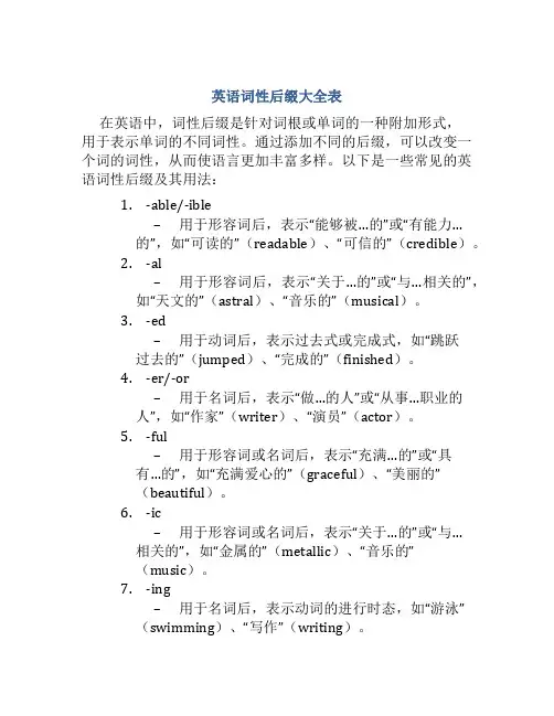 英语词性后缀大全表