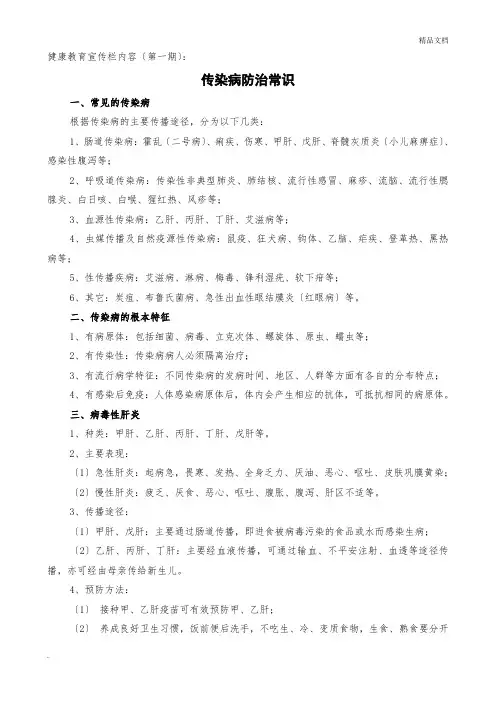 健康教育宣传栏内容