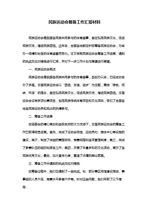 民族运动会筹备工作汇报材料