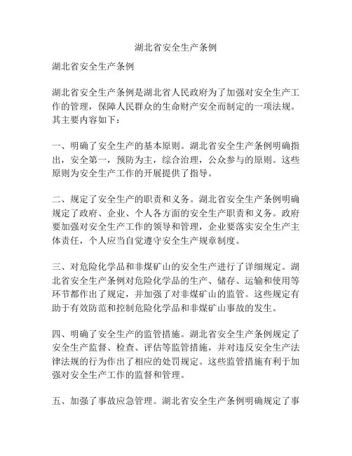 湖北省安全生产条例
