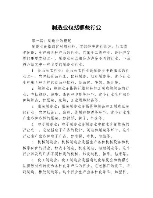 制造业包括哪些行业2篇
