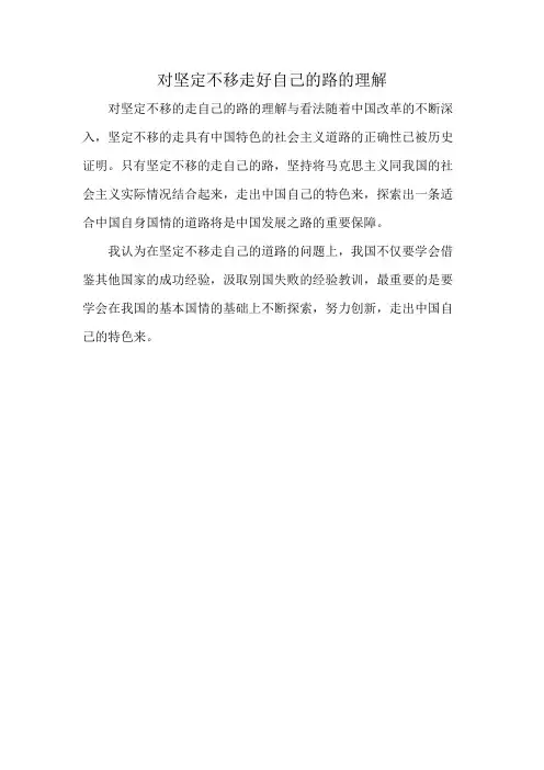 对坚定不移走好自己的路的理解