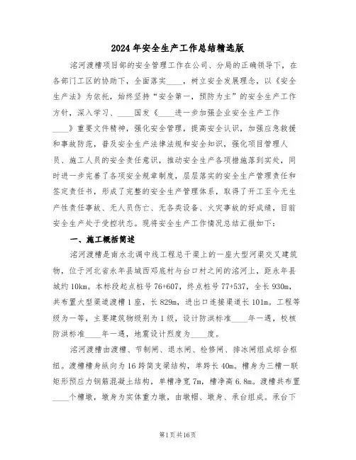 2024年安全生产工作总结精选版(5篇)