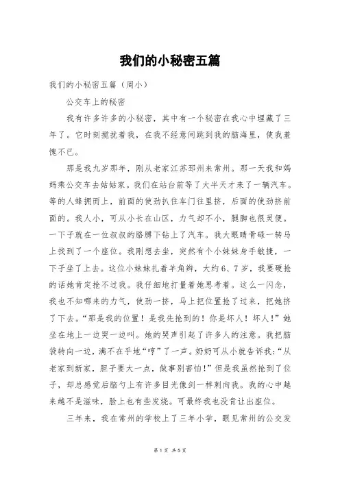 我们的小秘密五篇_高三作文