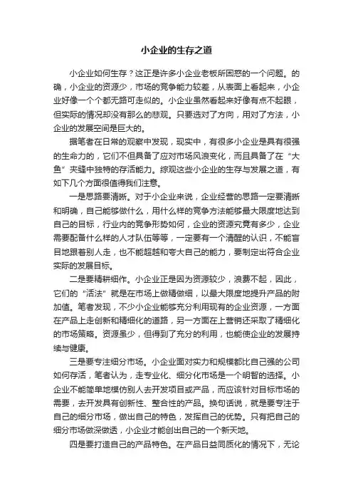 小企业的生存之道