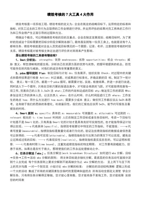 绩效考核的7大工具4大作用