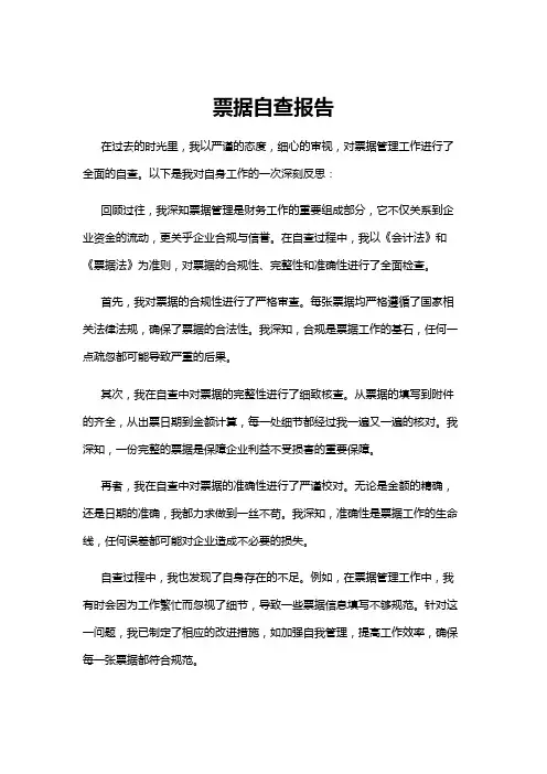 【自查报告】票据自查报告